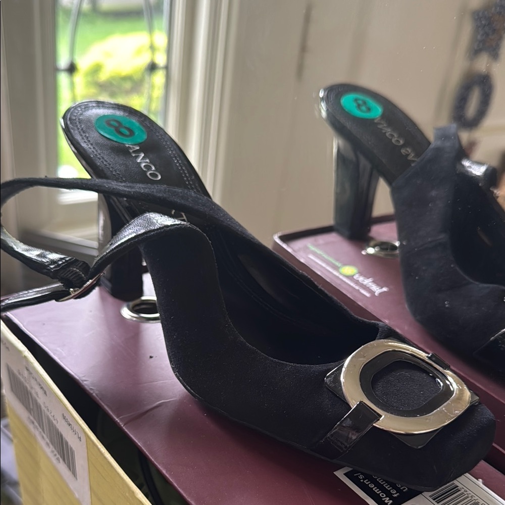 Franco Sarto Black Heels with Slingback Design